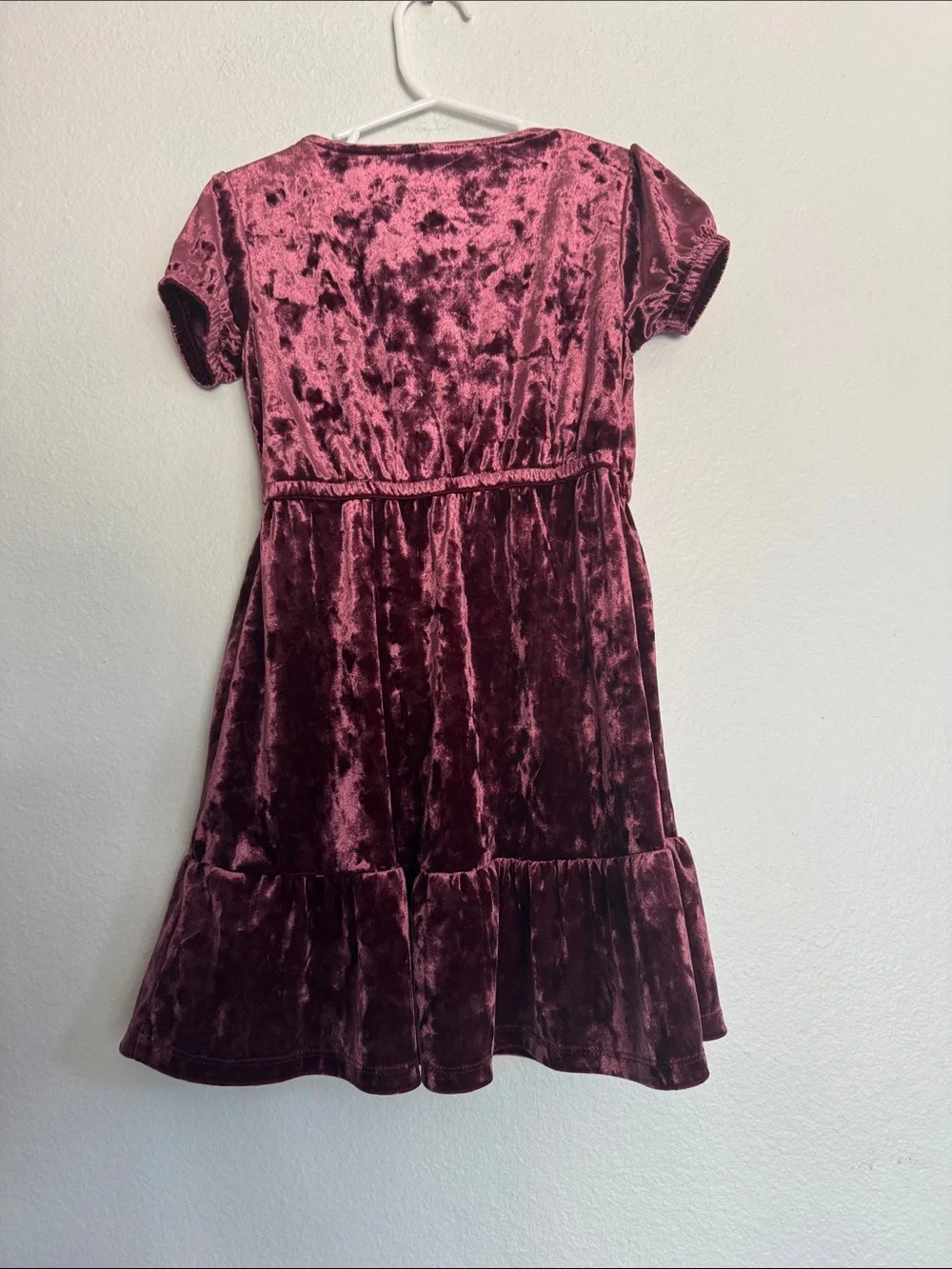 OshKosh B'gosh Velvet Burgundy Puff-Sleeve Dress